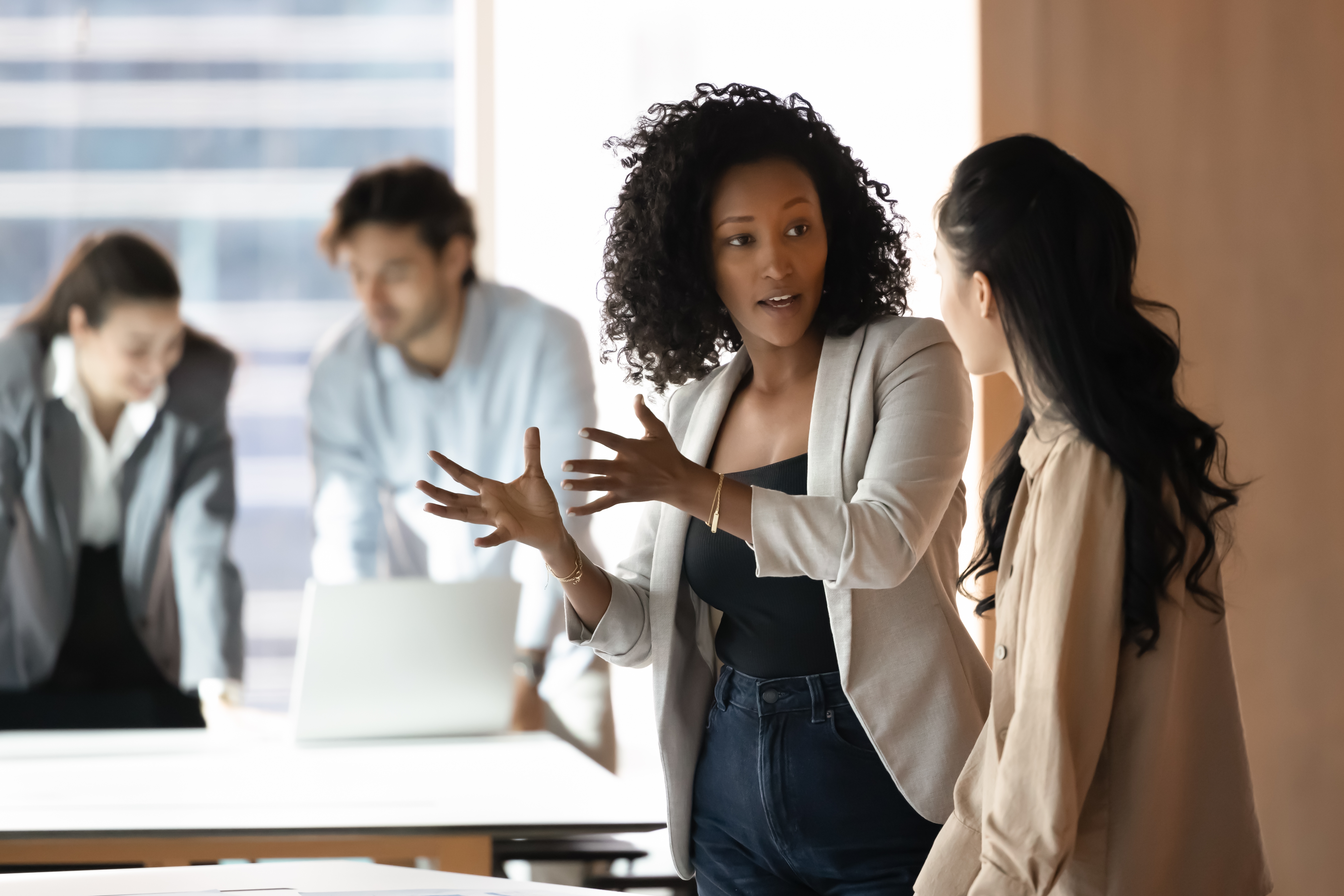 Professional women collaborating in a meeting
